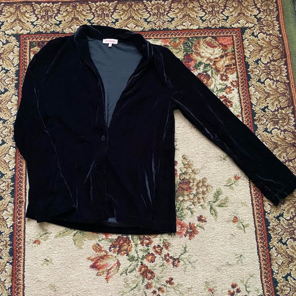 re:named black velvet lightweight blazer jacket